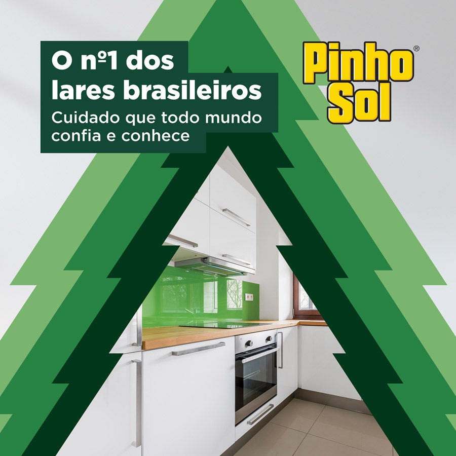 Pinho Sol Original é a marca número um dos lares brasileiros, garantindo limpeza e cuidado confiável para ambientes como a cozinha.