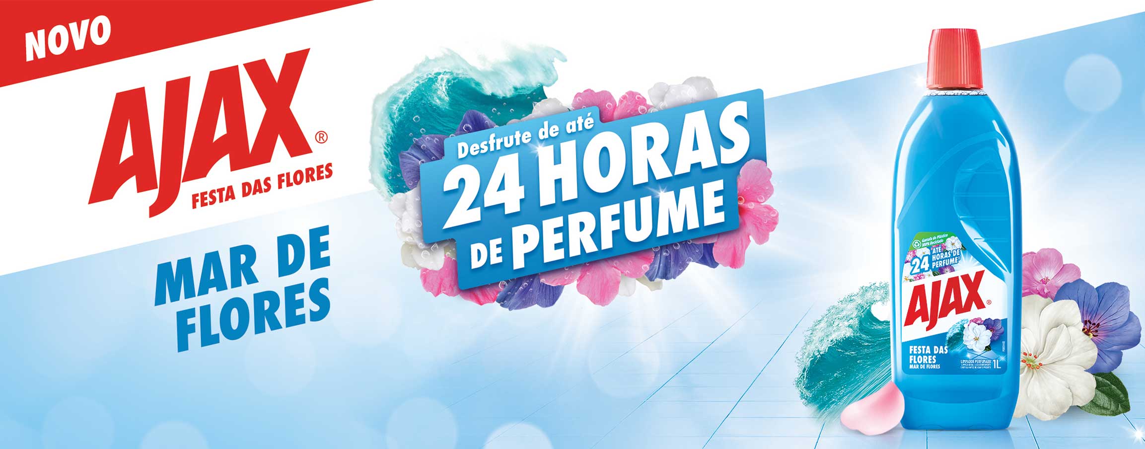 Garrafa de Ajax Multiuso mar de flores para limpeza de superfícies