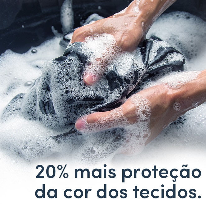 Lava roupas indicado para roupas finas e delicadas. Não danifica e nem desbota os tecidos. Mantém suas roupas como novas por muito mais tempo. 20% mais proteção da cor dos tecidos