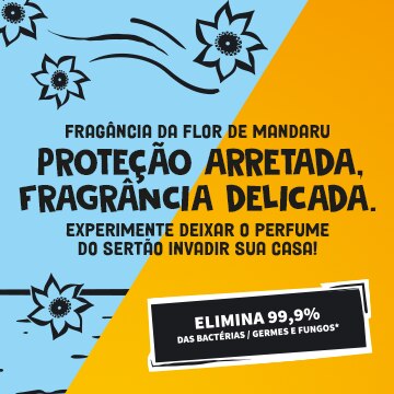 Elimina 99,9% das bactérias/germes e fungos*. Desinfeta, limpa e perfuma. Novo formato: rápido, prático e fácil. Multissuperfícies. Eficácia comprovada