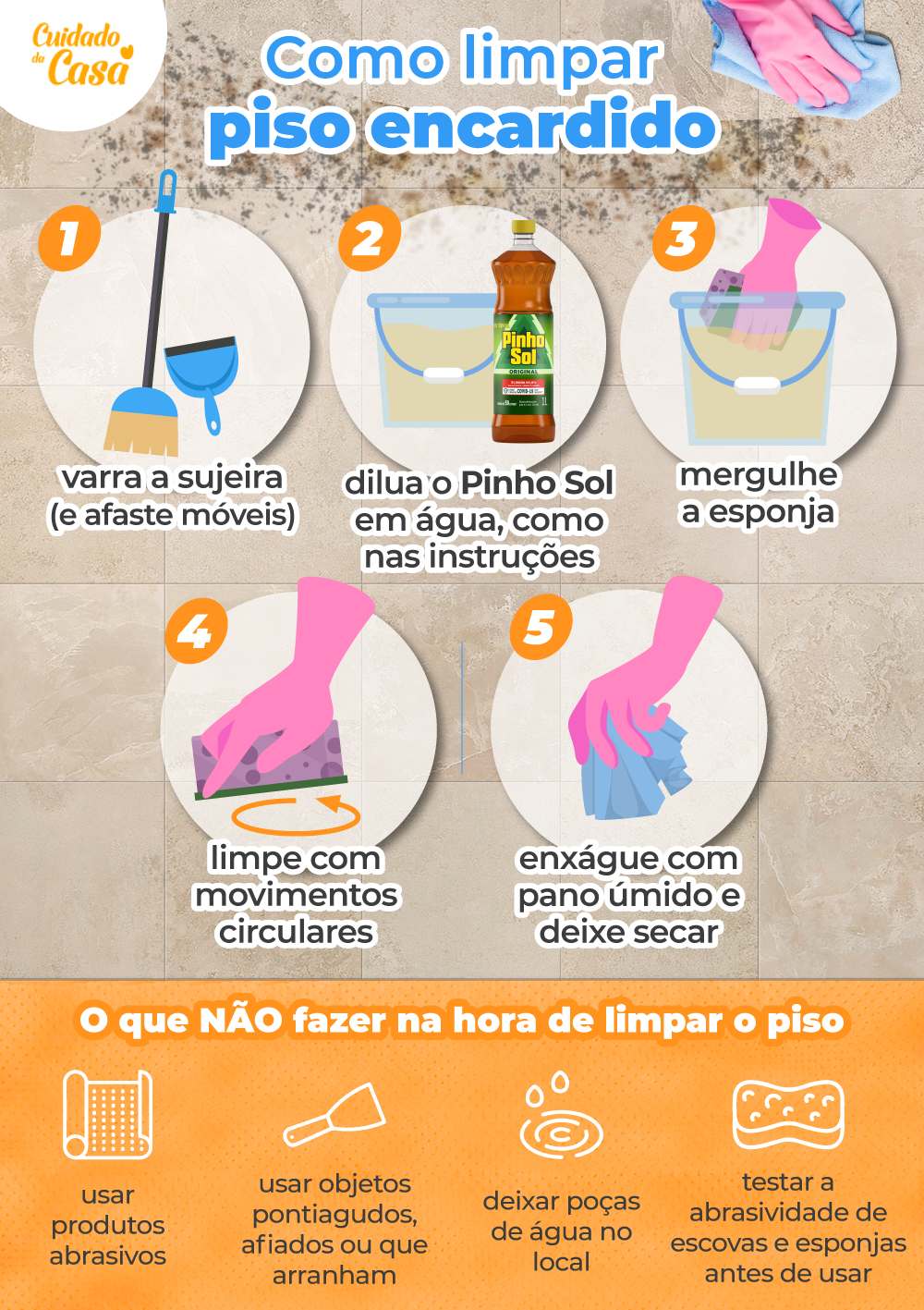 infográfico sobre como limpar piso encardido