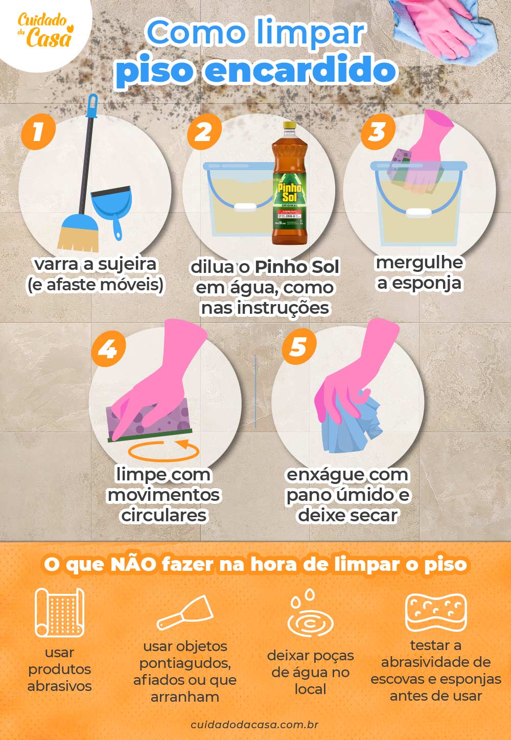 infográfico sobre como limpar piso encardido