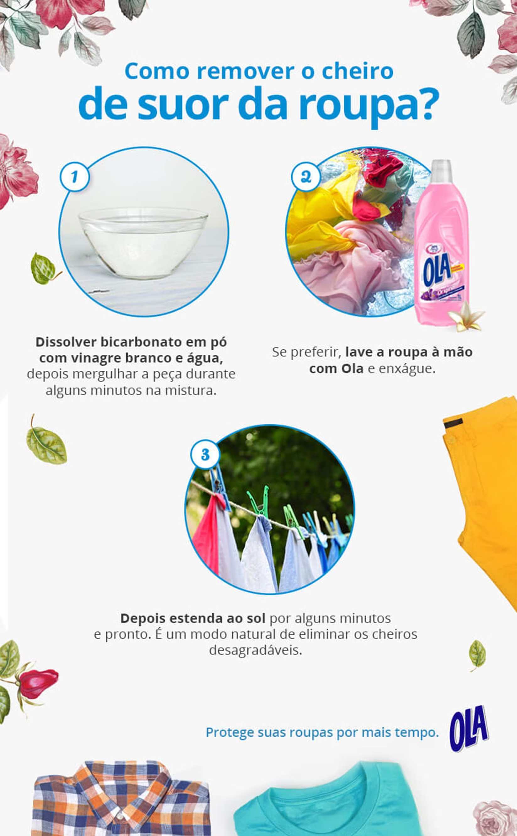 infográfico sobre como tirar cheiro de suor da roupa